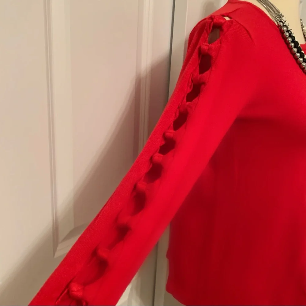Red Open Sleeve Detail Sweater